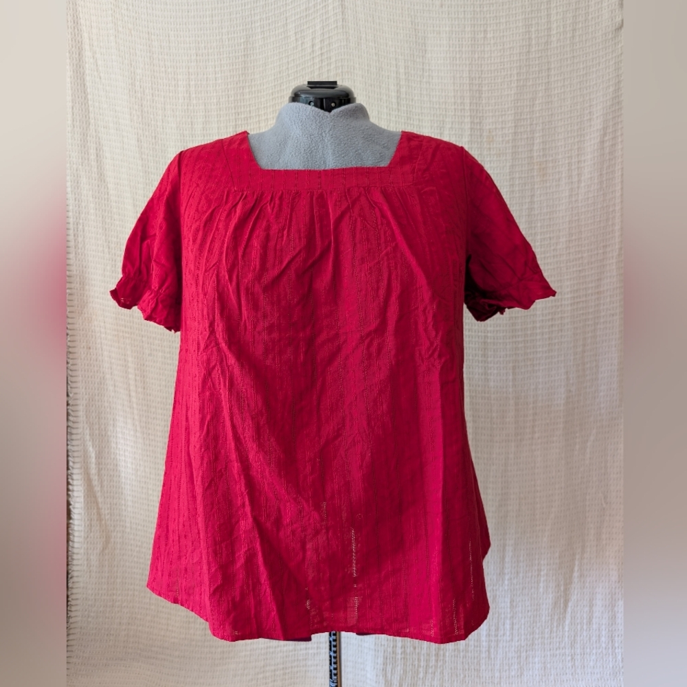 Women's Plus Pink/Red Cotton Shirt